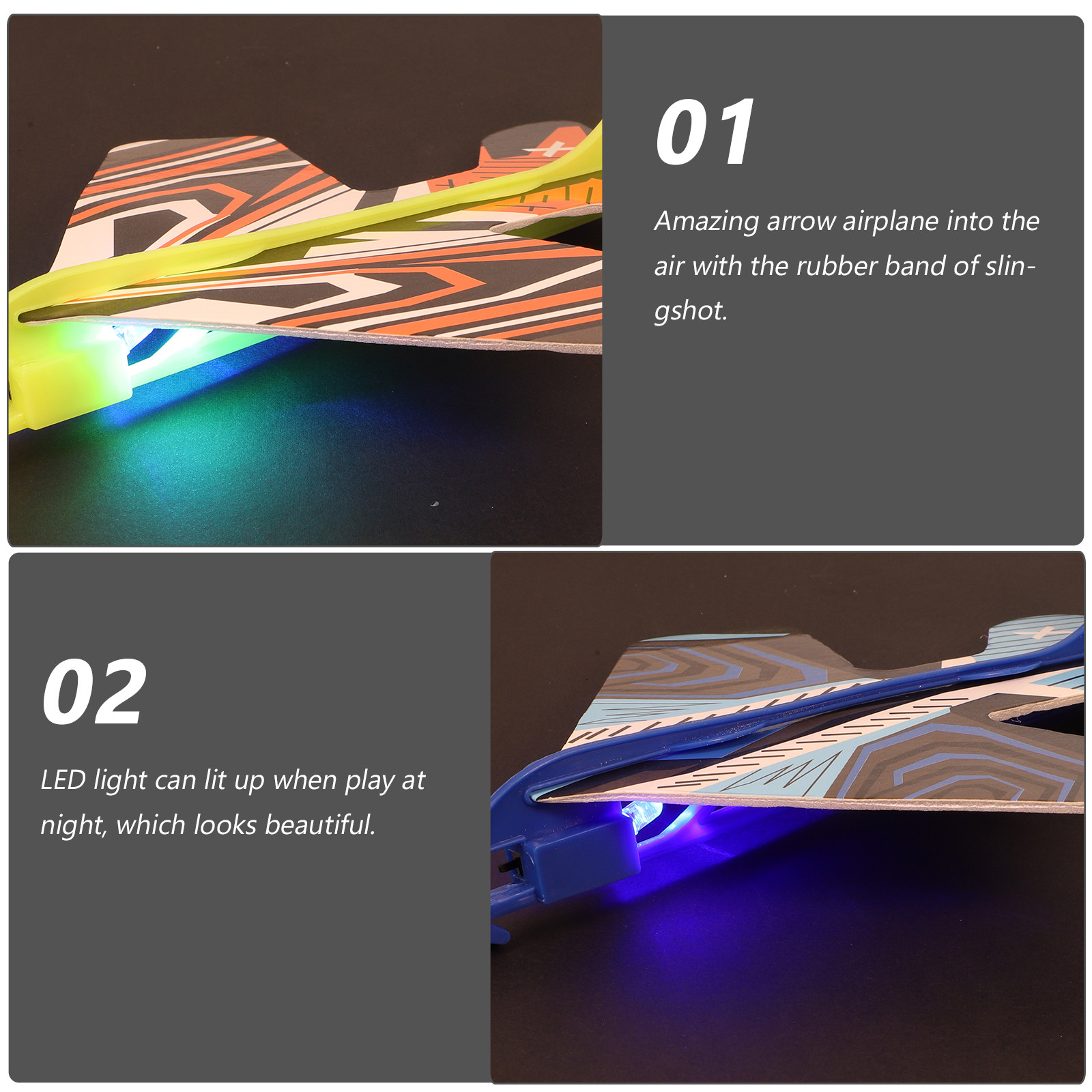 Catapult Launcher Toy - 4Pcs LED Light Airplane Glider Kid