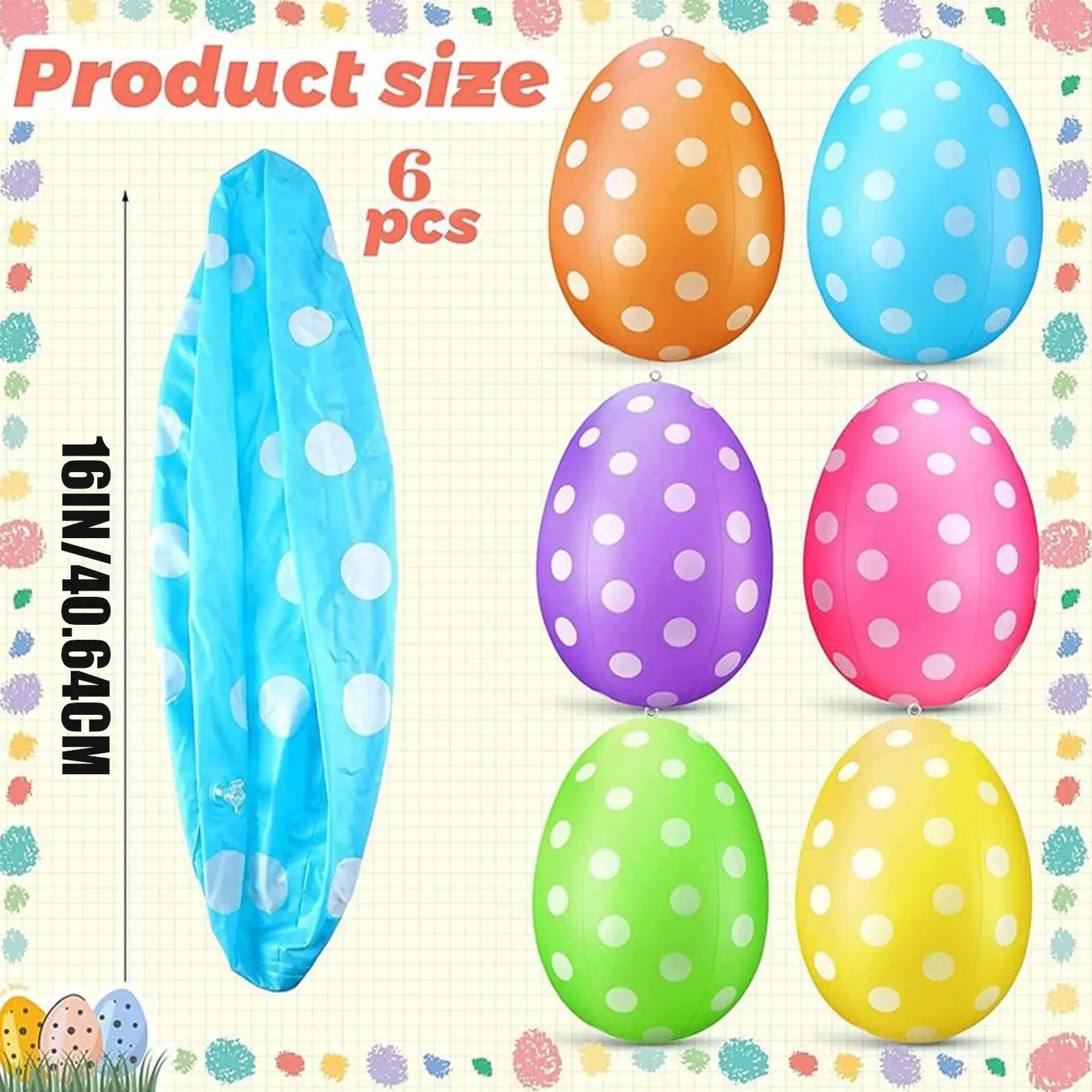 6Pcs Inflatable Easter Eggs /s - огляд і ціна Kids Yard Toys