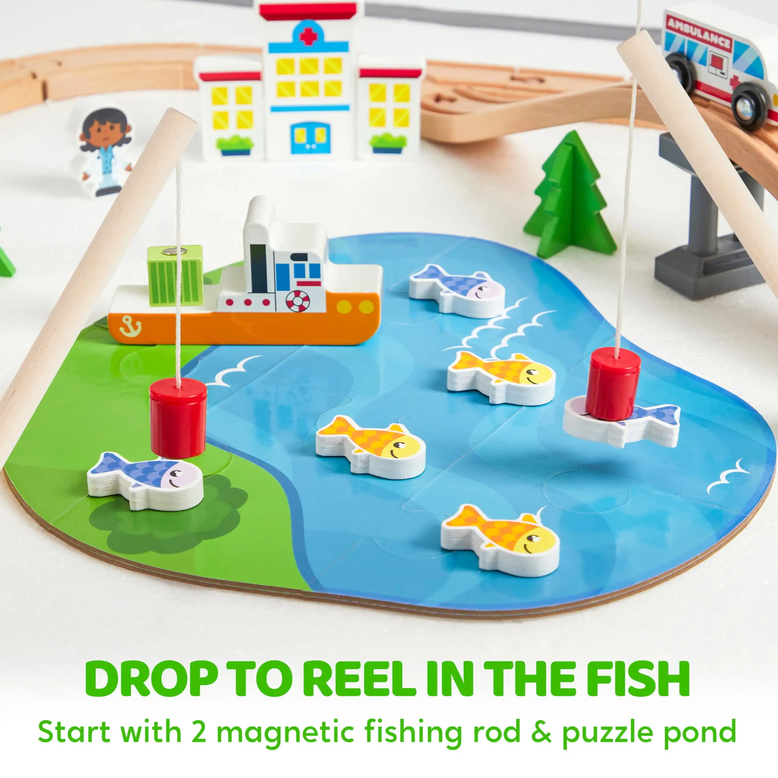 Joyfy 110/60 Pcs Wooden Train  - огляд і ціна Kids Toys Xmas
